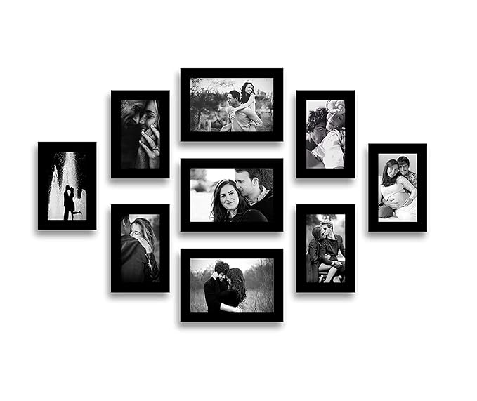 personalised photo frames Black set of 9