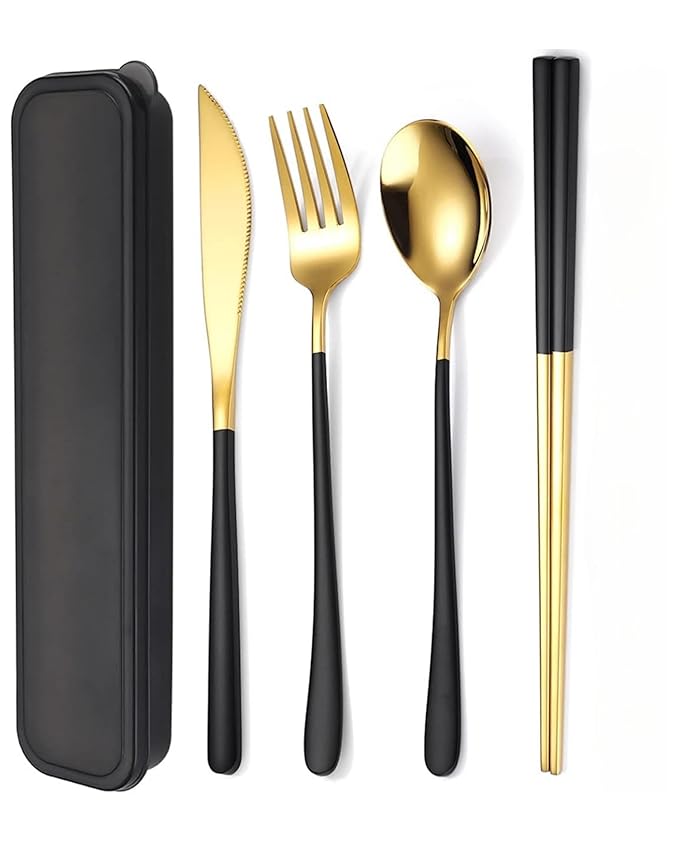 stainless steel knife gold plated set